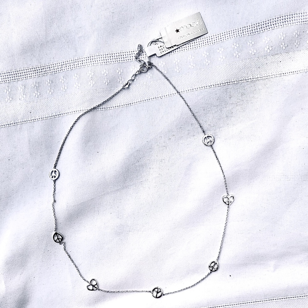 Sterling Silver Peace and Heart Necklace